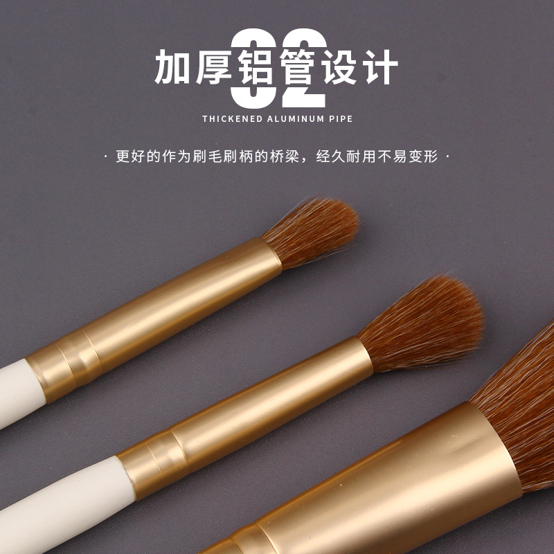 7-piece makeup brush set, complete set of white imitation horsehair makeup brushes, beginner makeup gift, wholesale beauty tools Specification drawing