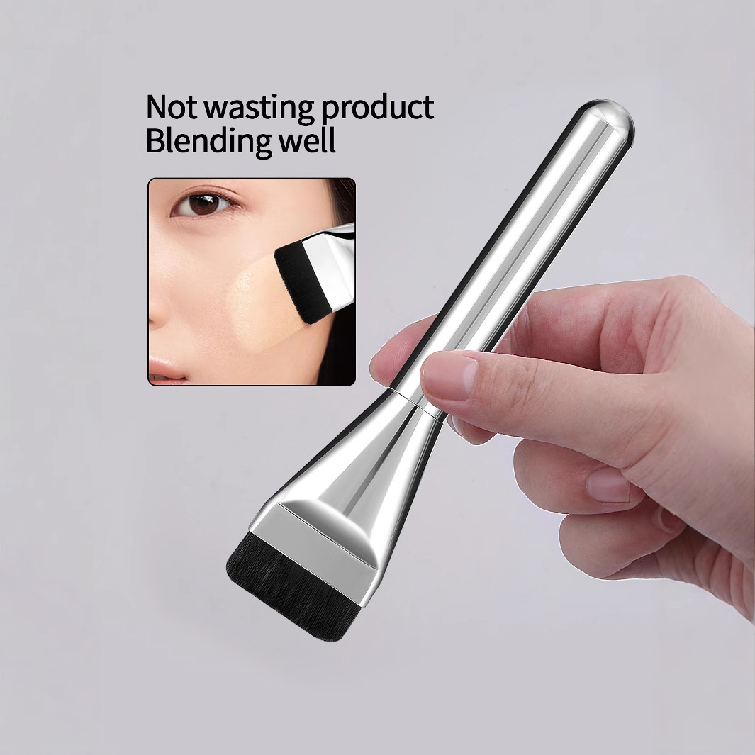 New silver ultra-thin foundation brush, non-powder, flat head, seamless base makeup mask brush, special for concealer, in large stock Application Scenario