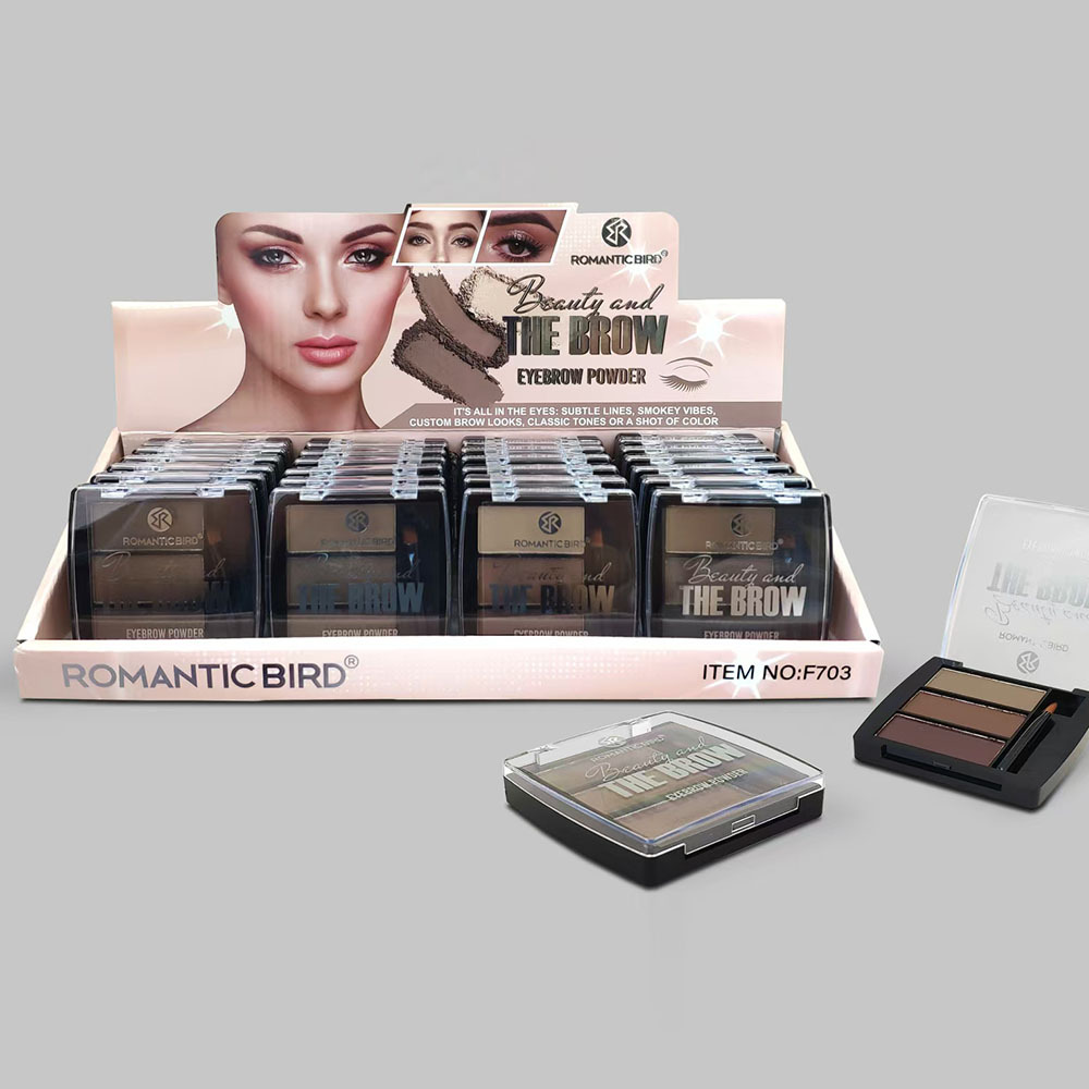 F703 Three-color EYEBROW POWDER is only exported. 【ROMANTIC BIRD】 Multi-color eyebrow powder eyebrow brush full figure