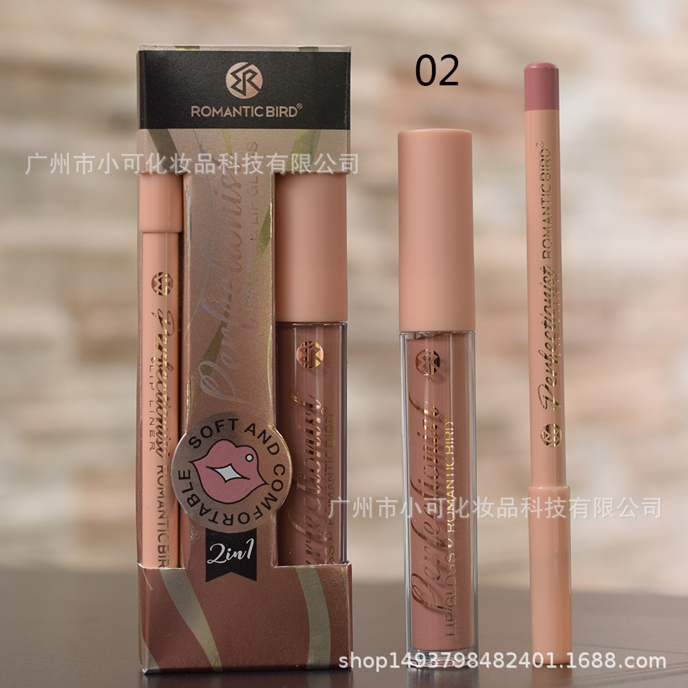 Only export [ROMANTIC BIRD] RB304 matte lip gloss, lip gloss and lip liner pen two-in-one new style Specification drawing