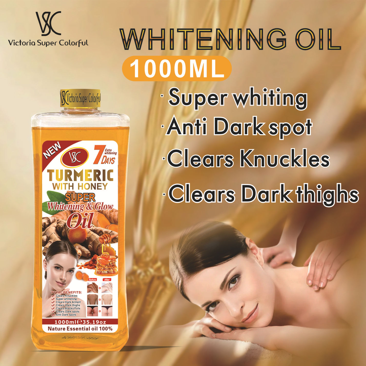 Cross-border turmeric honey Argan Oil Massage Essential Oil SPA Soothing Massage Oil export wholesale details Picture