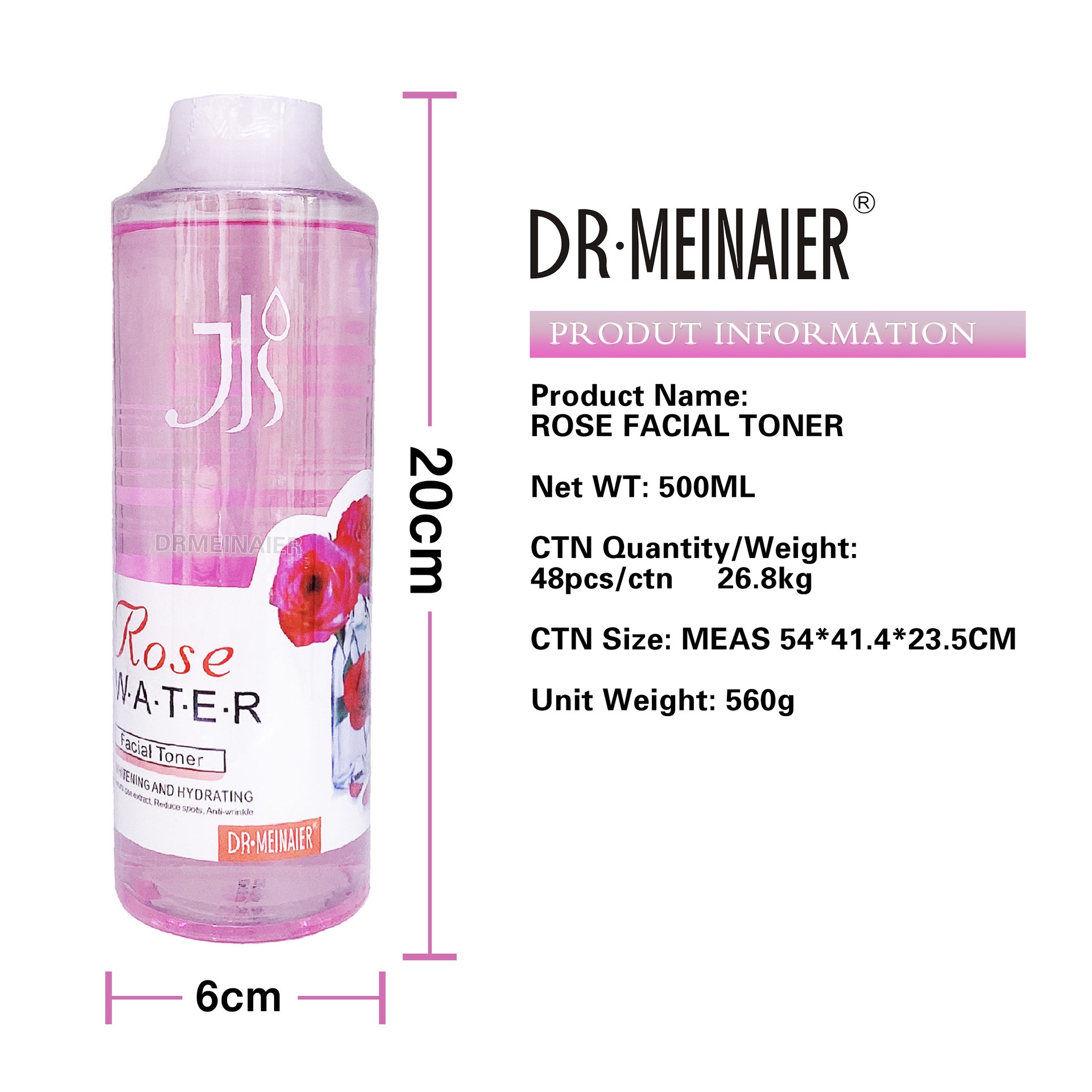 Cross-border exclusive rose toner for shrinking pores, brightening and shrinking, hydrating, moisturizing, refreshing and oil control, 500g wholesale Item Picture