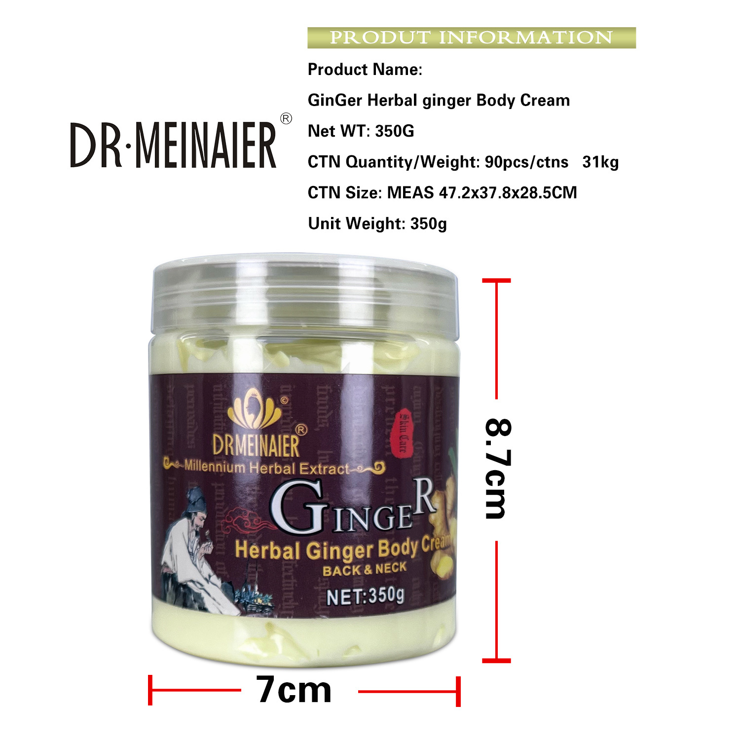Cross-border turmeric Body Lotion, Refreshing Fragrance, Hydrating, Moisturizing, Brightening and Nourishing Lotion, turmeric Cream Lotion, Export batch Specification drawing