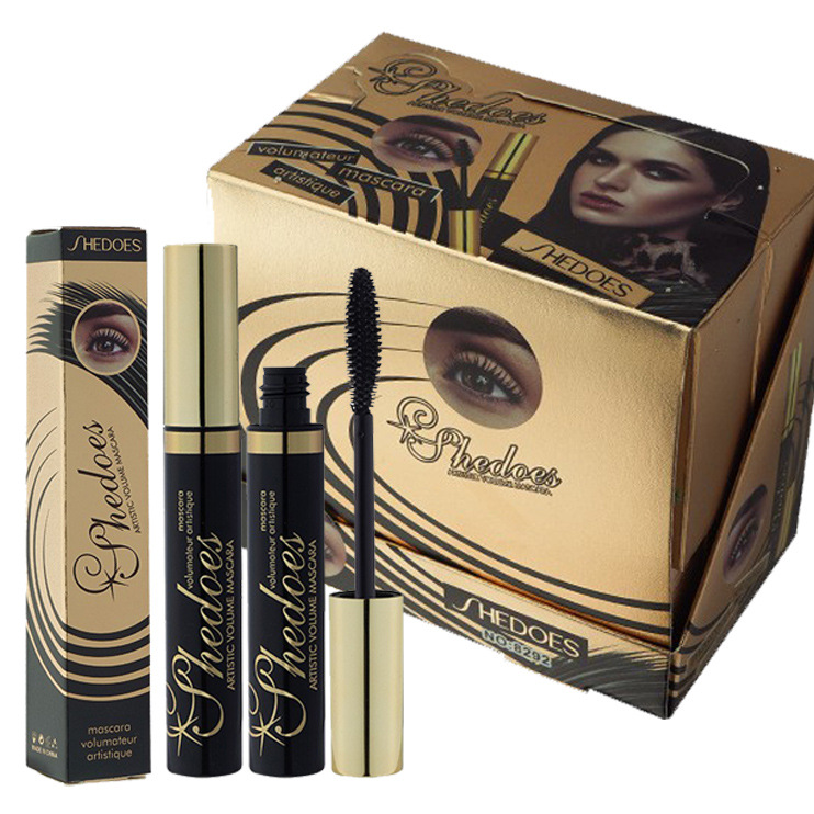 Only export [24-piece pack] 8292 Golden Cap Black Non-smudge Long Mascara SHEDOES long-lasting makeup full figure