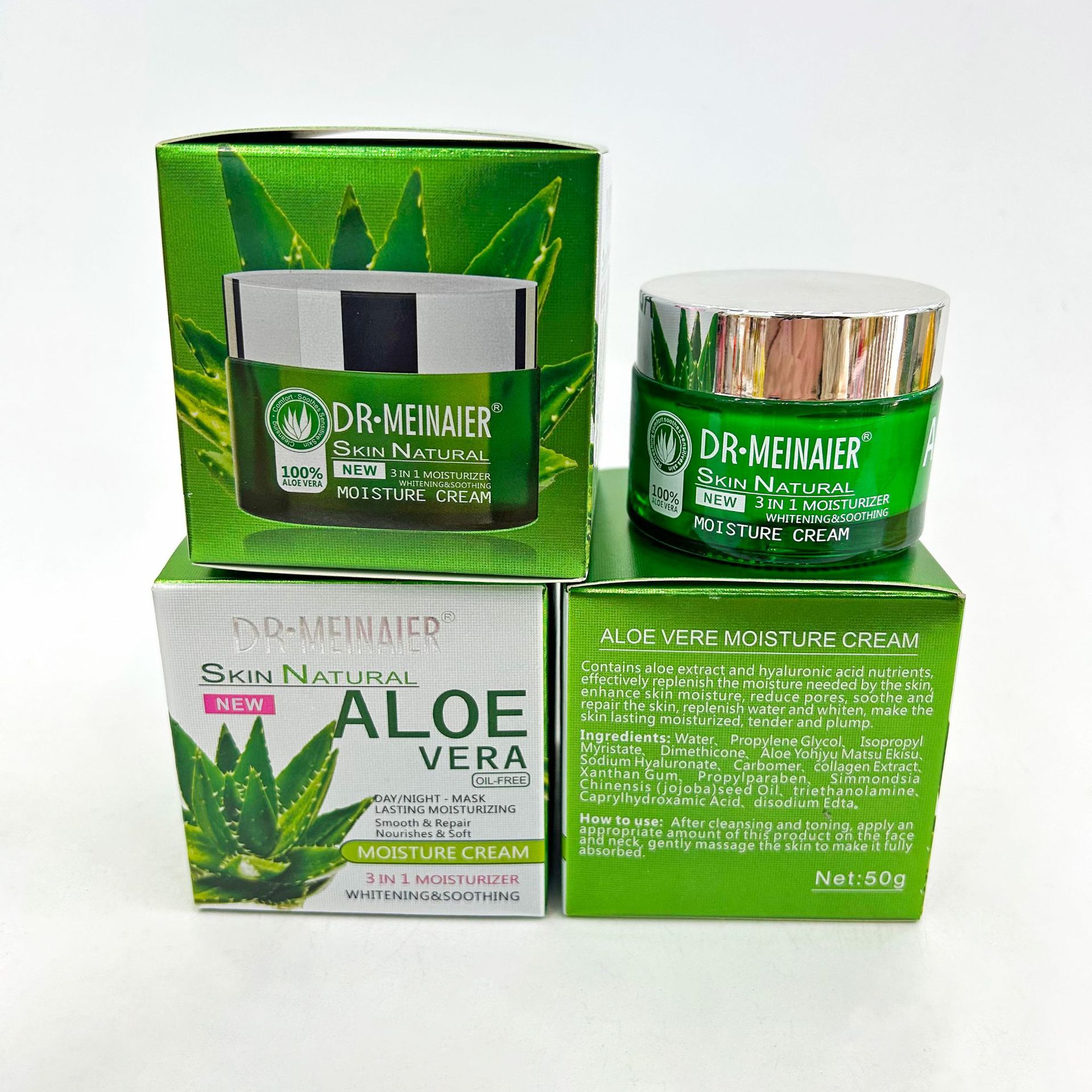 Cross-border Aloe Vera Moisturizing Cream 50g Nourishing Essence Cream Brightening Skin Tone Massage Cream Aloe Vera Face Cream wholesale for export full figure