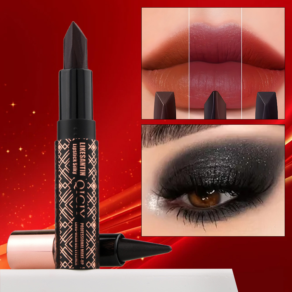 QICIY Cross-border Exclusive + 3-color lipstick + Eyeliner pen Waterproof, sweat-proof, non-smudging quick-drying eyeliner liquid pen Specification drawing