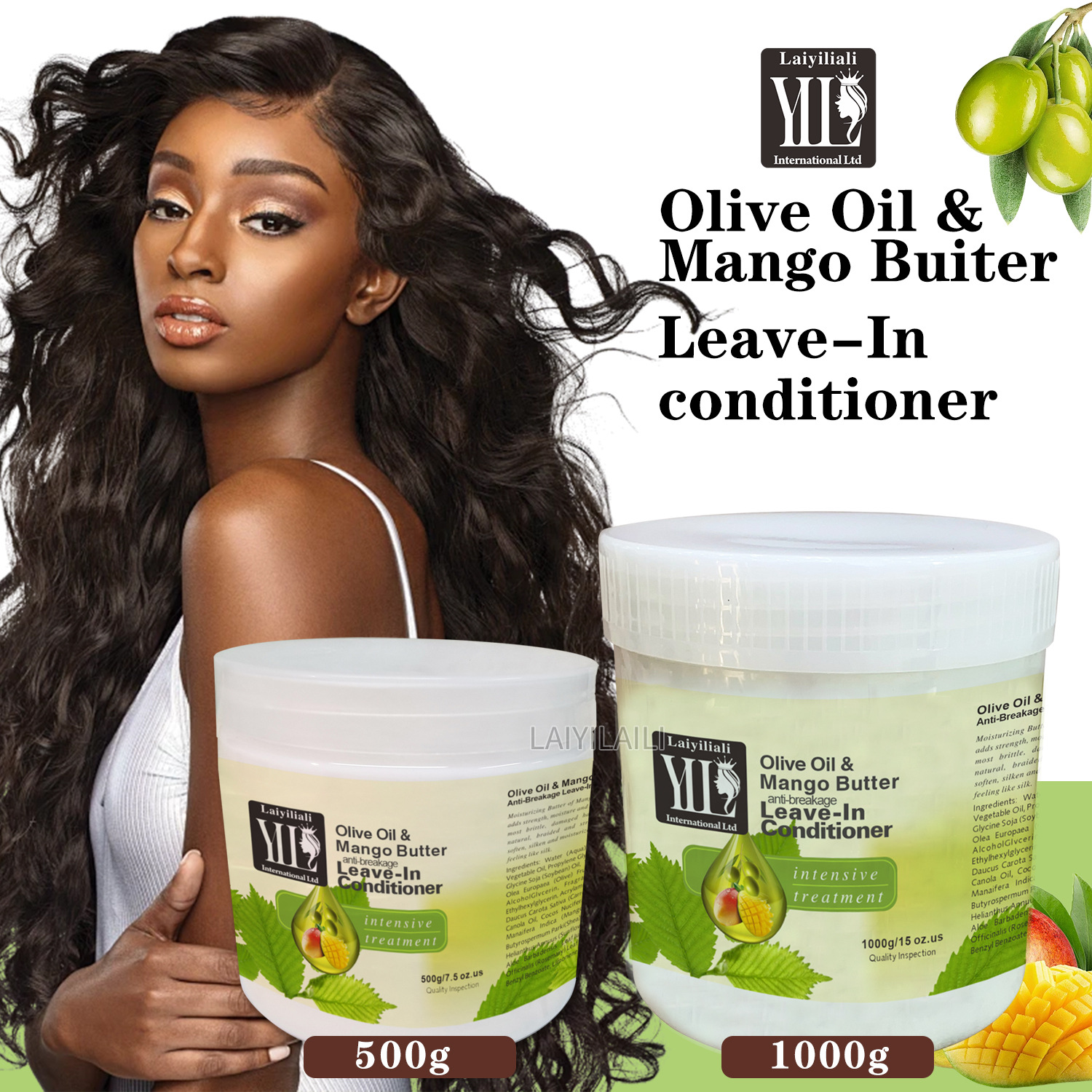Cross-border Olive Oil & Mango Smoothing Hair Conditioner, Hair Mask Repair, Nourishing and Moisturizing Restoring Cream Wholesale for export 1000g details Picture