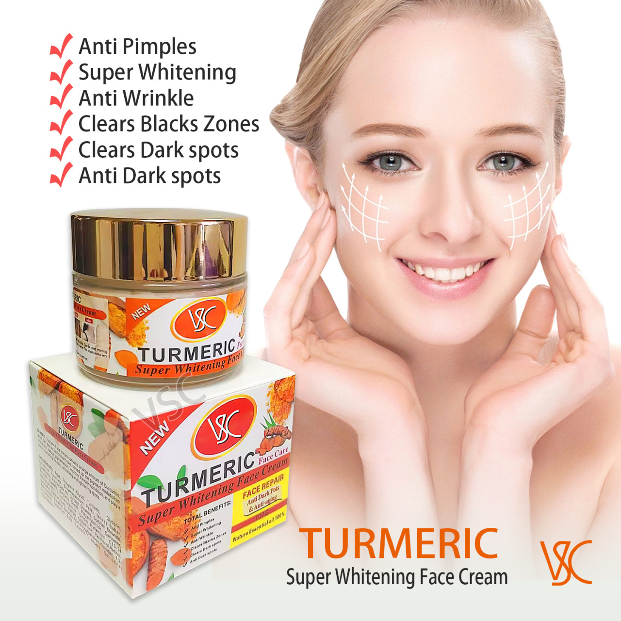 All-english turmeric face cream 100g Brightens skin tone, moisturizes and nourishes the face cream full figure
