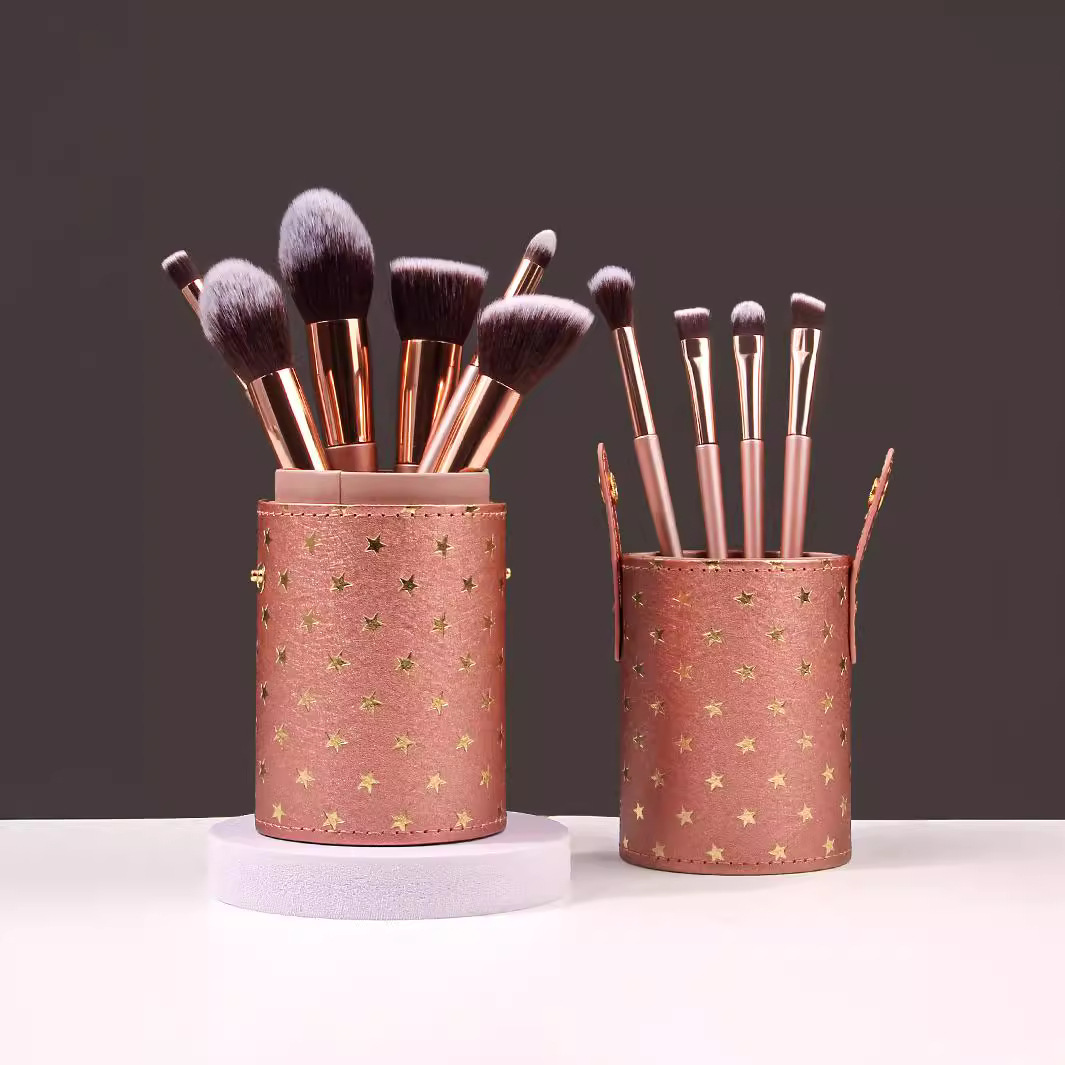 New creative PU makeup tools, makeup brush storage bucket, complete brush storage box, dust-proof and water-proof beauty tools Specification drawing