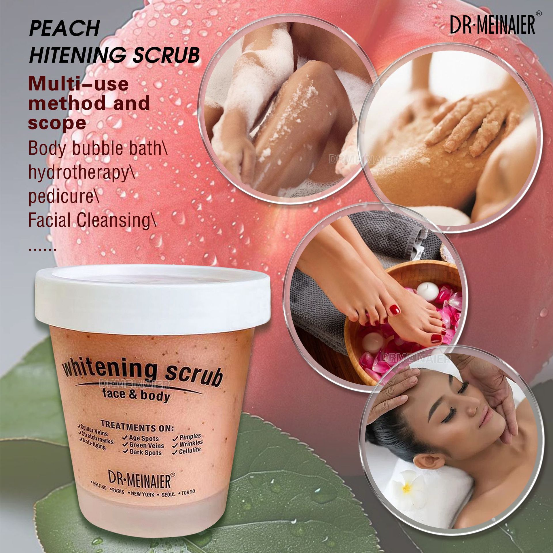 Cross-border sea salt ice cream, Popsicle, fruit acid, bath salt, exfoliating, chicken skin scrub and body wash in one Specification drawing