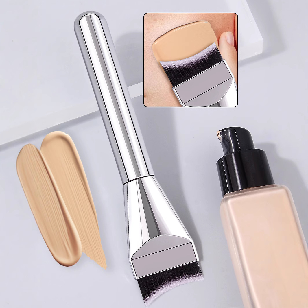 Crescent-shaped foundation brush, mask brush, bionic fiber bristles that do not consume powder, special beauty tools for makeup artists, supplied by the manufacturer Specification drawing