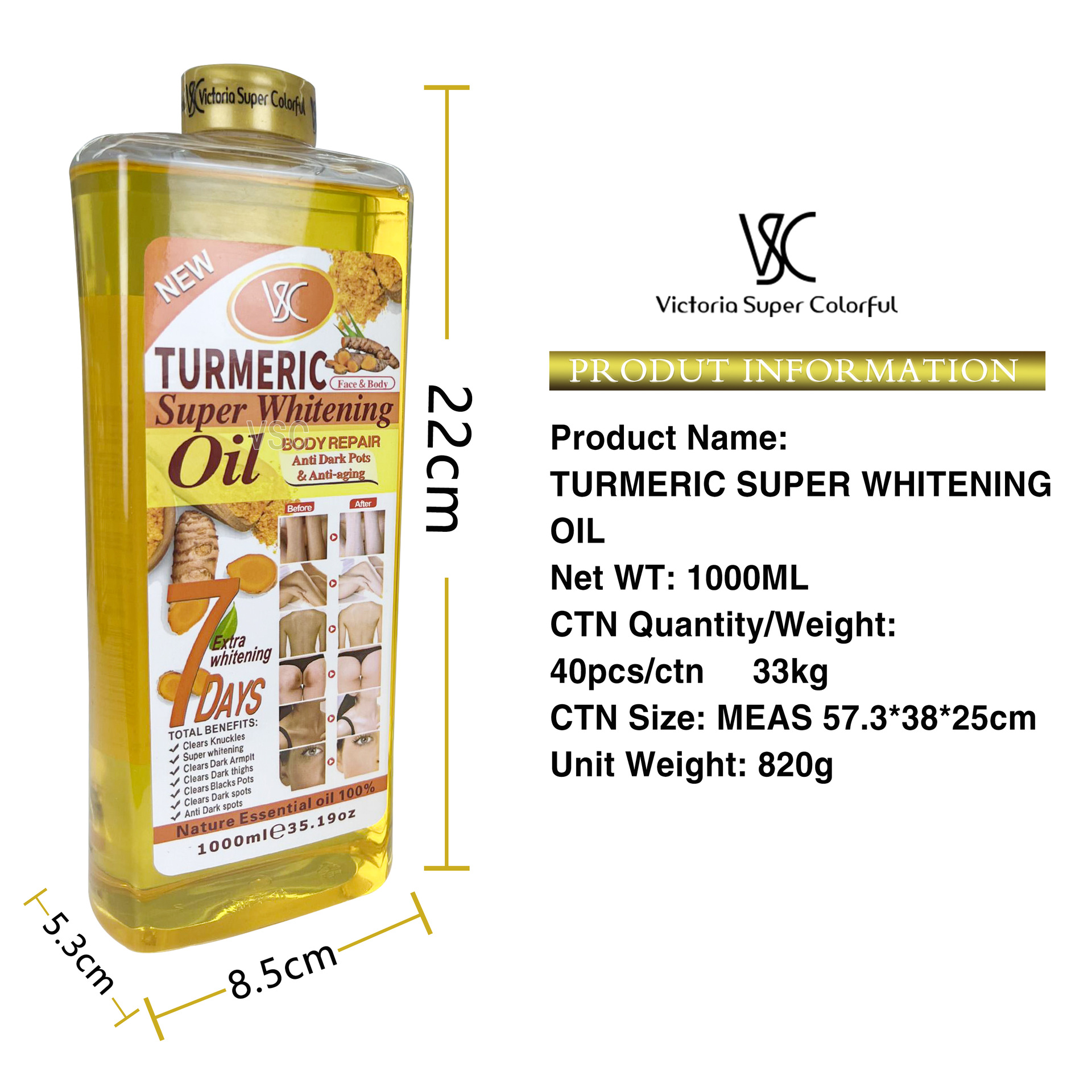 Cross-border turmeric essential Oil 1000ml Body, Face, joint massage and Manipulation Heating Oil wholesale for export Item Picture