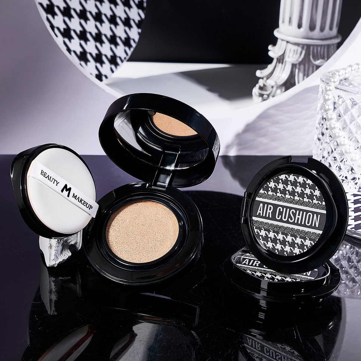 Meidian Thousand-Bird Grid Cushion Set, beauty repair, light, breathable, Moisturizing, Concealer Cushion, BB Cream, Foundation cream wholesale and consignment details Picture