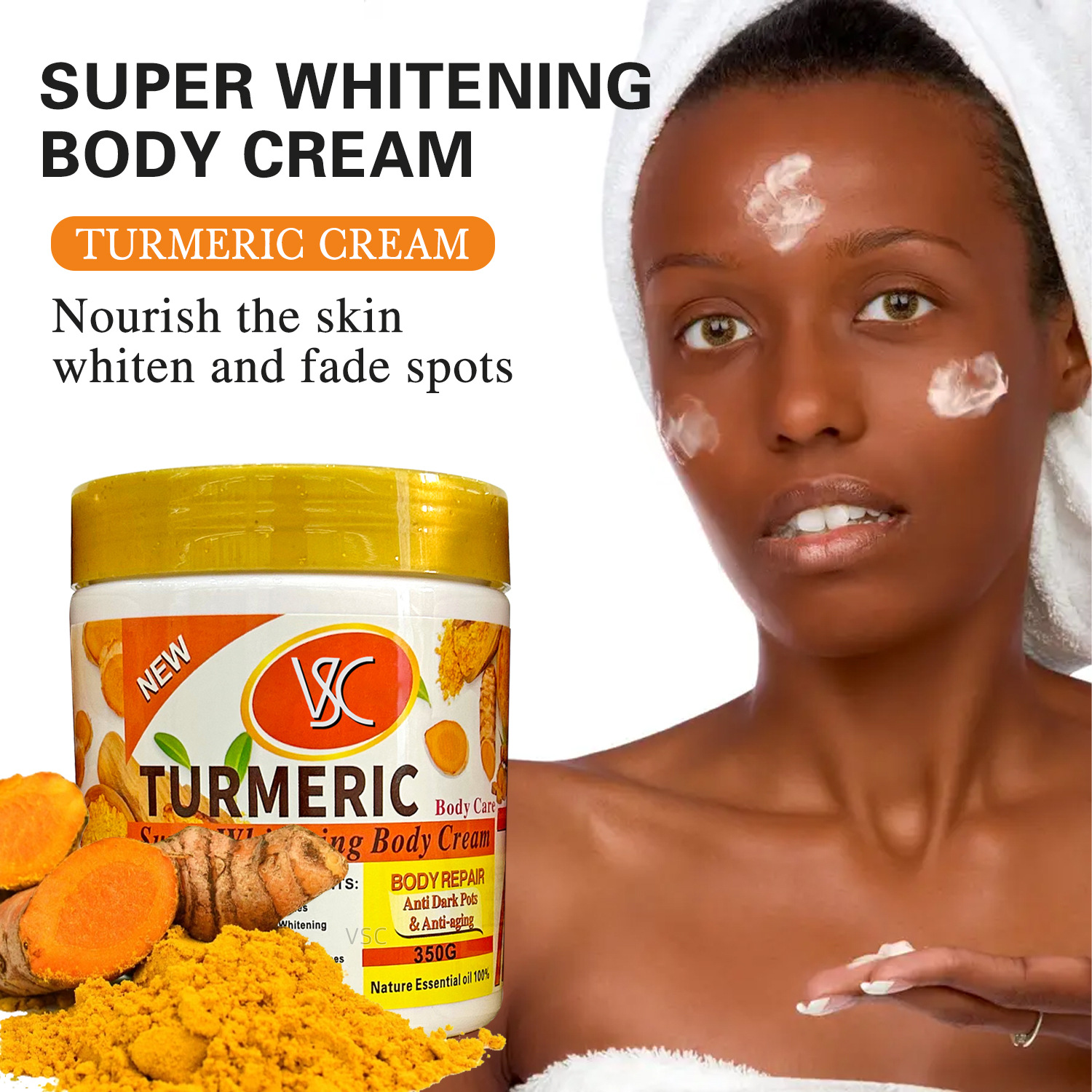 Cross-border Turmeric Body Cream 350g Facial and Body brightening and Moisturizing Turmeric Face Cream Nourishing Skin Care Export wholesale details Picture