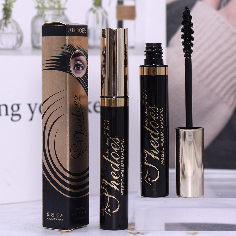 Only export [24-piece pack] 8292 Golden Cap Black Non-smudge Long Mascara SHEDOES long-lasting makeup details Picture
