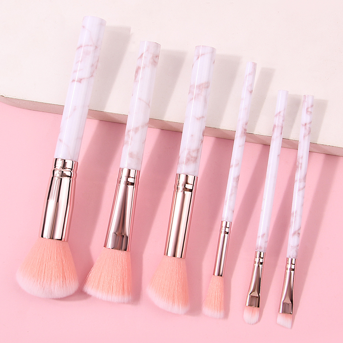 A cost-effective 6-piece marble makeup brush set for beginners in makeup details Picture