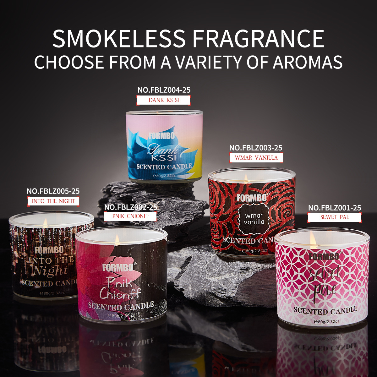 Cross-border exclusive FORMBO scented candles, fresh and smokeless, essential oil scented candles, romantic atmosphere Specification drawing