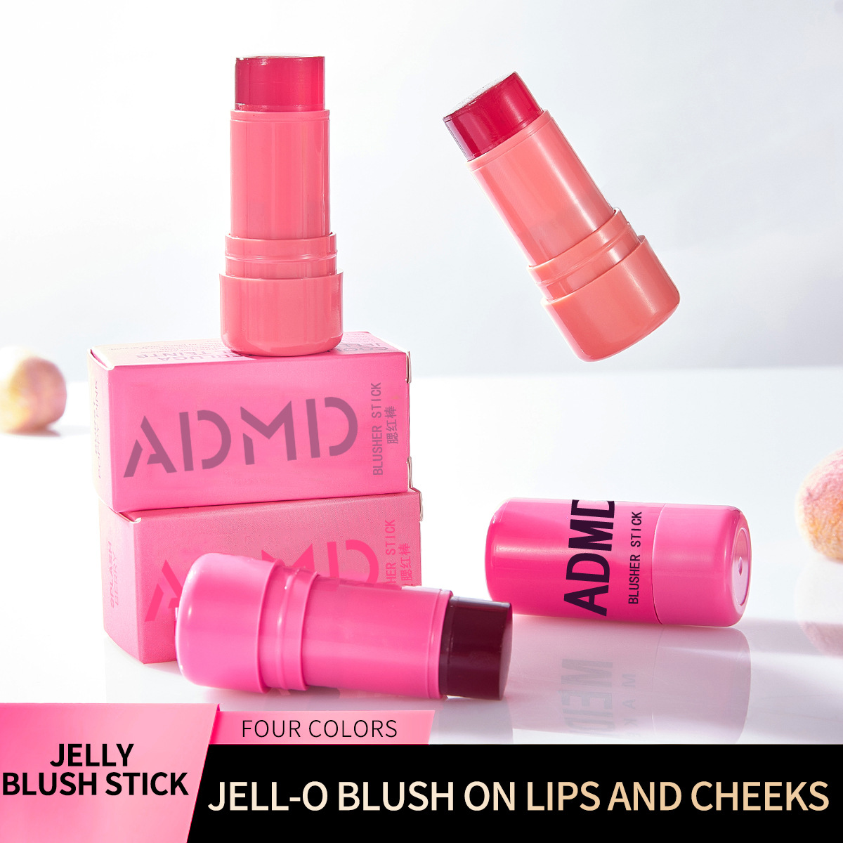ADMD Jelly Blush Stick for Lip and Cheek Use, Clear, brightening and contouring Blush, Facial Blush stick full figure