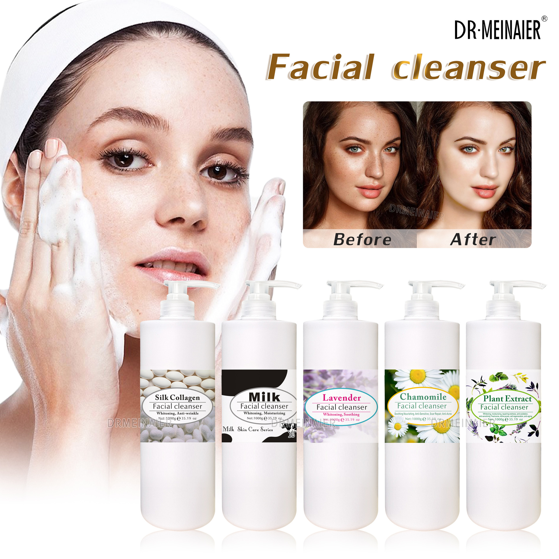 Cross-border export facial cleanser: Gentle, soothing, refreshing and penetrating facial Cleanser. Factory wholesale for deep cleansing and moisturizing of the face Specification drawing
