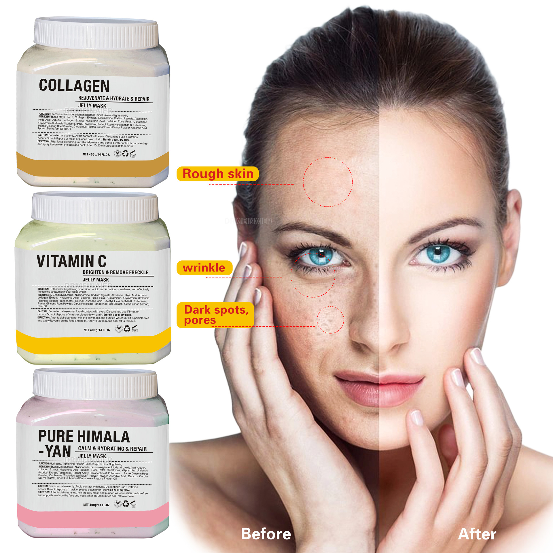 Cross-border crystal jelly mask powder, bone collagen, gold soft mask powder, anti-aging, hydrating and brightening, export wholesale 400g Item Picture