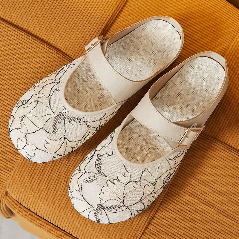 Women's soft-soled shoes that don't tiring the feet, summer casual breathable single shoes, half-drawn-out women's shoes with thick soles, comfortable mom shoes Specification drawing