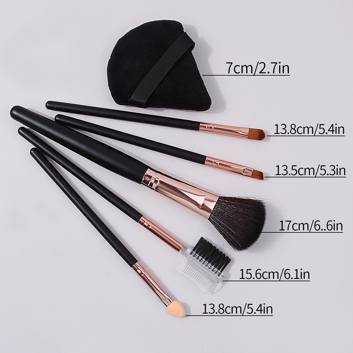 Beginner's black 5-piece makeup brush, setting powder puff, non-powder sponge eyeshadow concealer, refreshing portable set brush Application Scenario