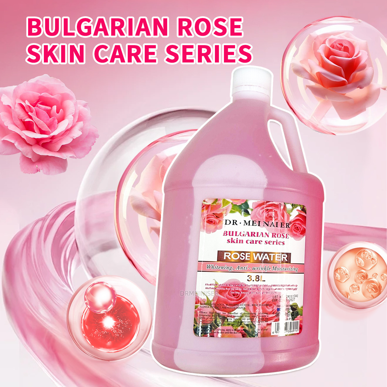 Cross-border Brightening and Moisturizing Rose Water, Pore Shrinking and Firming Toner, Rose Toner 3.8L, wholesale for export details Picture