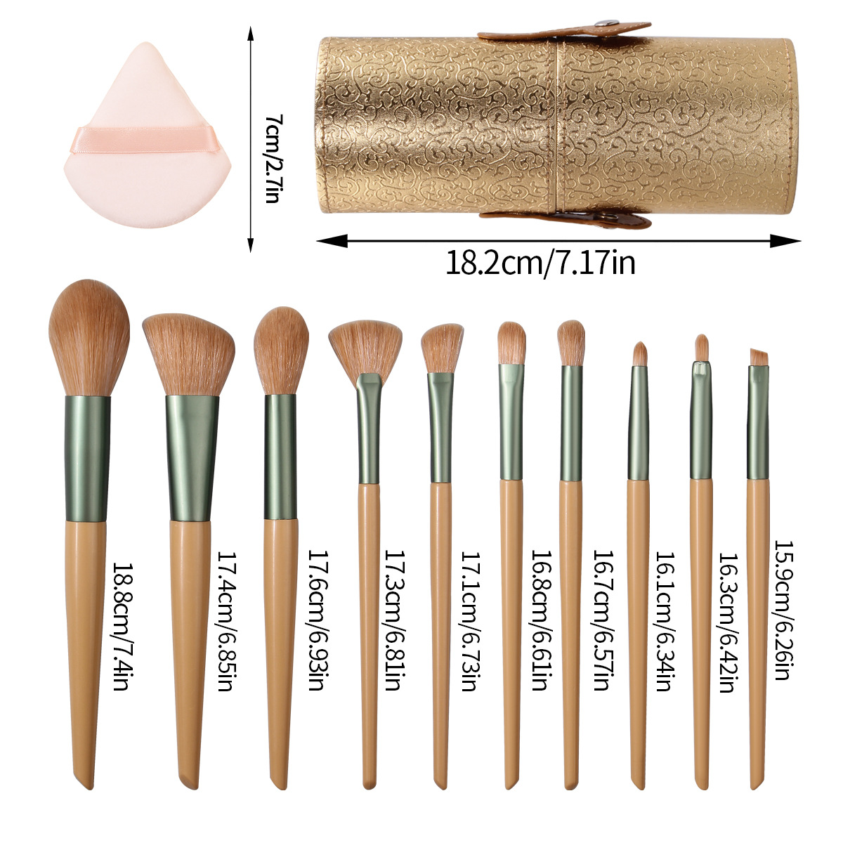 New 10-piece soft-bristled makeup brush set, portable storage bucket set, tool gift, triangular powder puff, factory direct sales Application Scenario