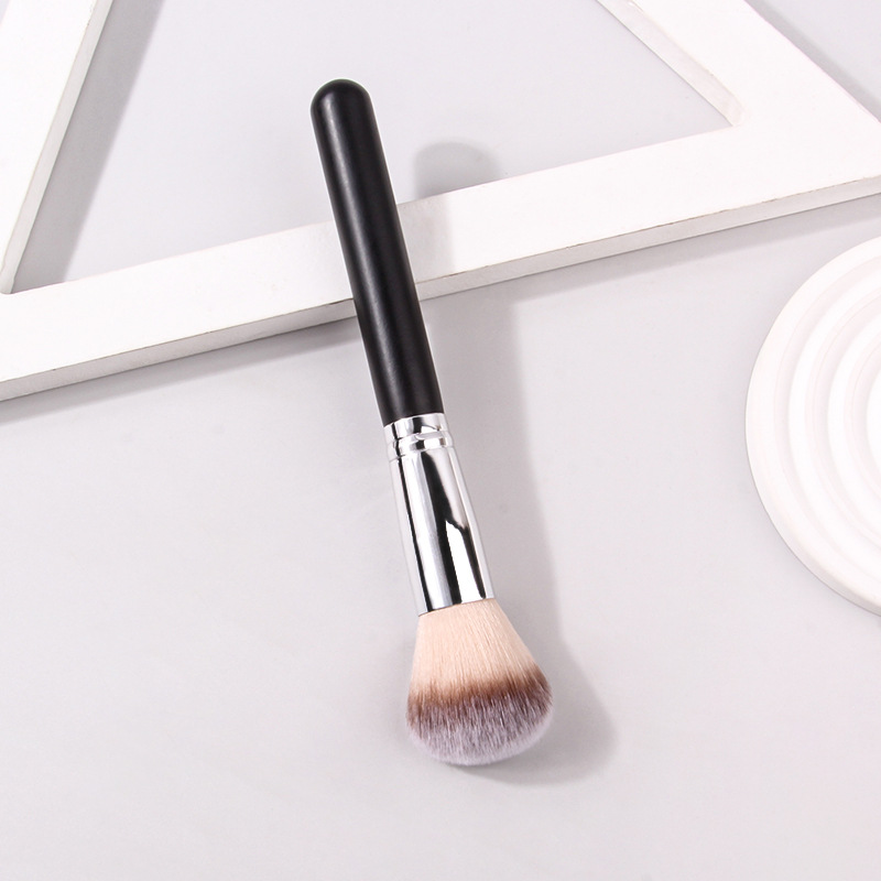 Single-piece portable wooden-handled loose brush for beginners, soft fiber bristle setting loose brush beauty tool, makeup brush Specification drawing