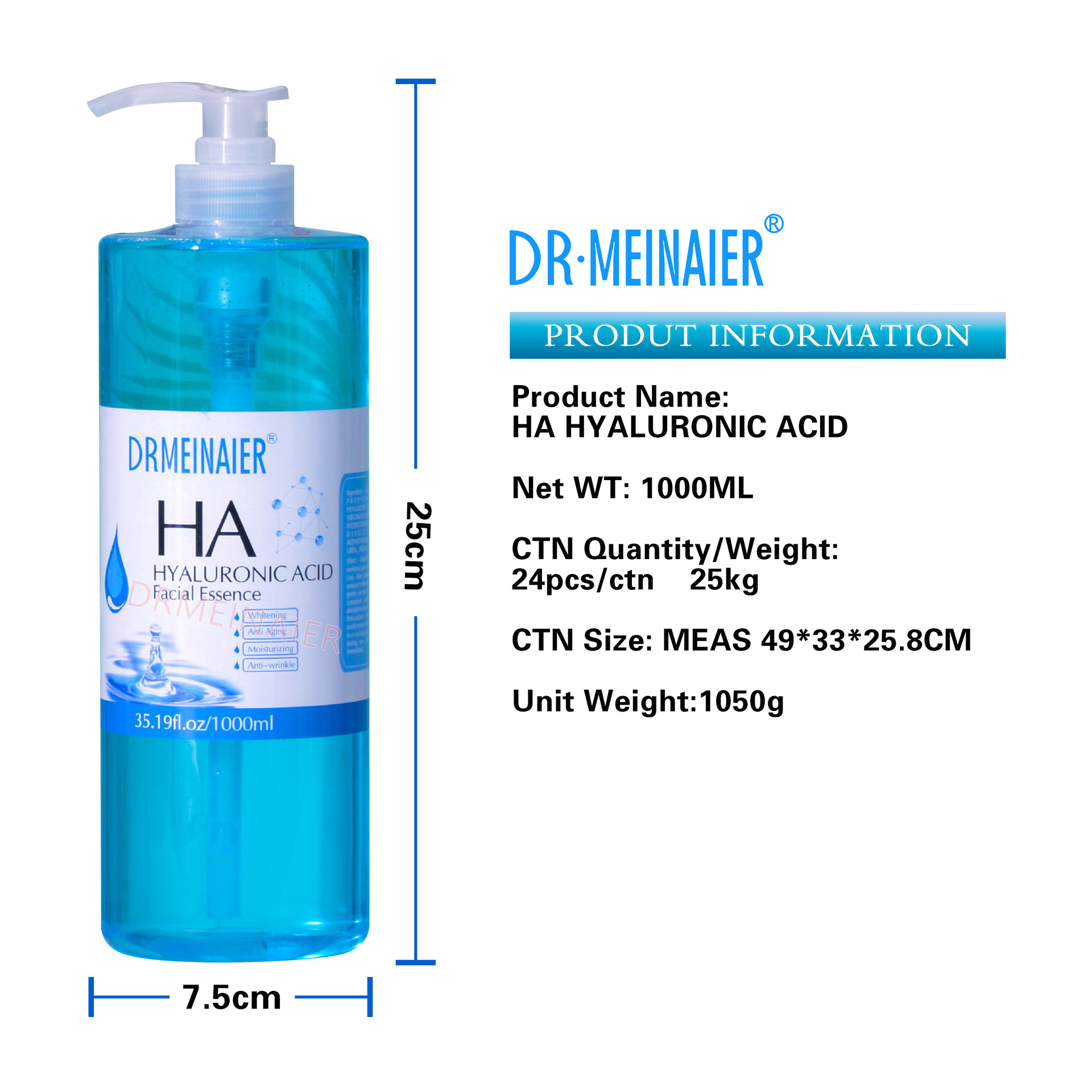 Cross-border exclusive brightening Hyaluronic acid Essence Serum 1000ml Hydrating, Moisturizing and firming Essence Water wholesale for export Item Picture