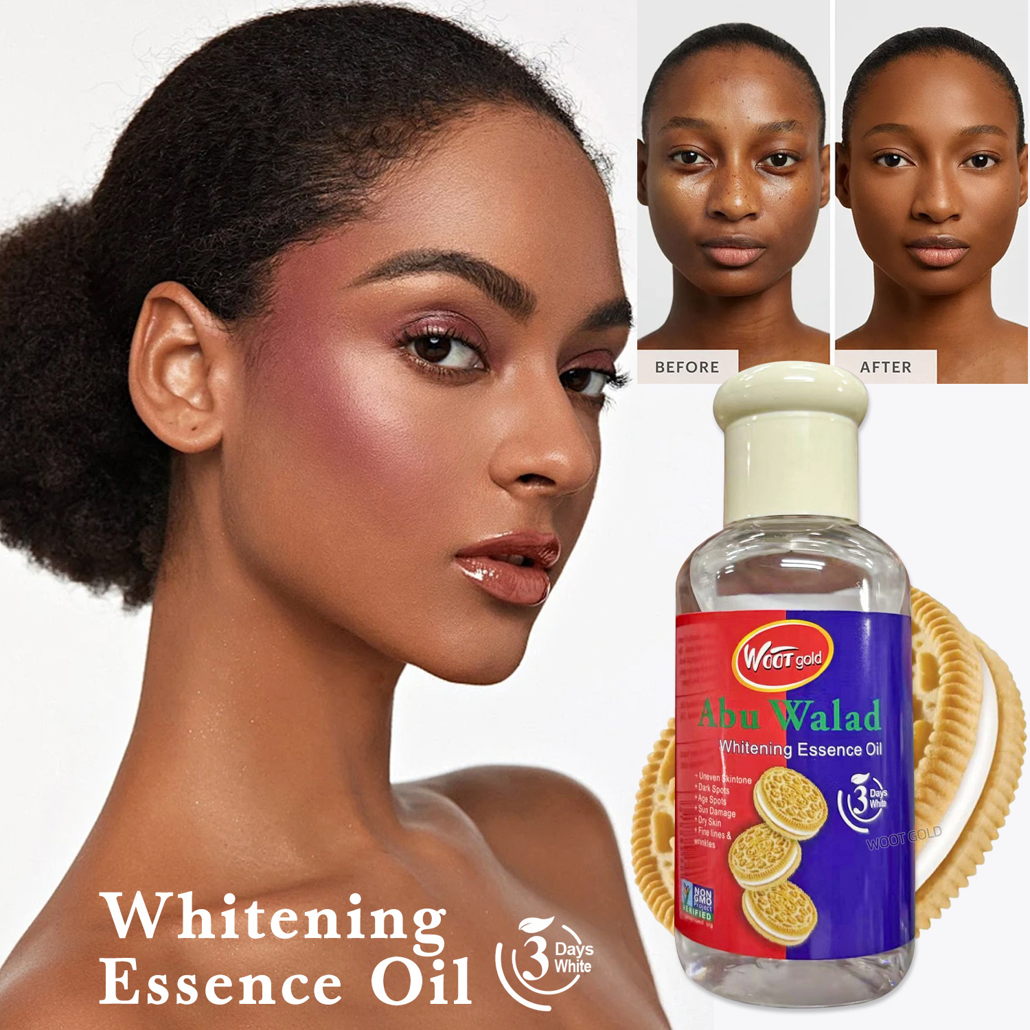 Cross-border exclusive turmeric essential oil, Collagen, Vitamin E, plant Oil, facial and body hair care Massage Oil 75ml details Picture