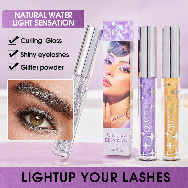 Cross-border exclusive supply of QICIY Glitter mascara, long, curly, waterproof colored mascara and makeup wholesale full figure