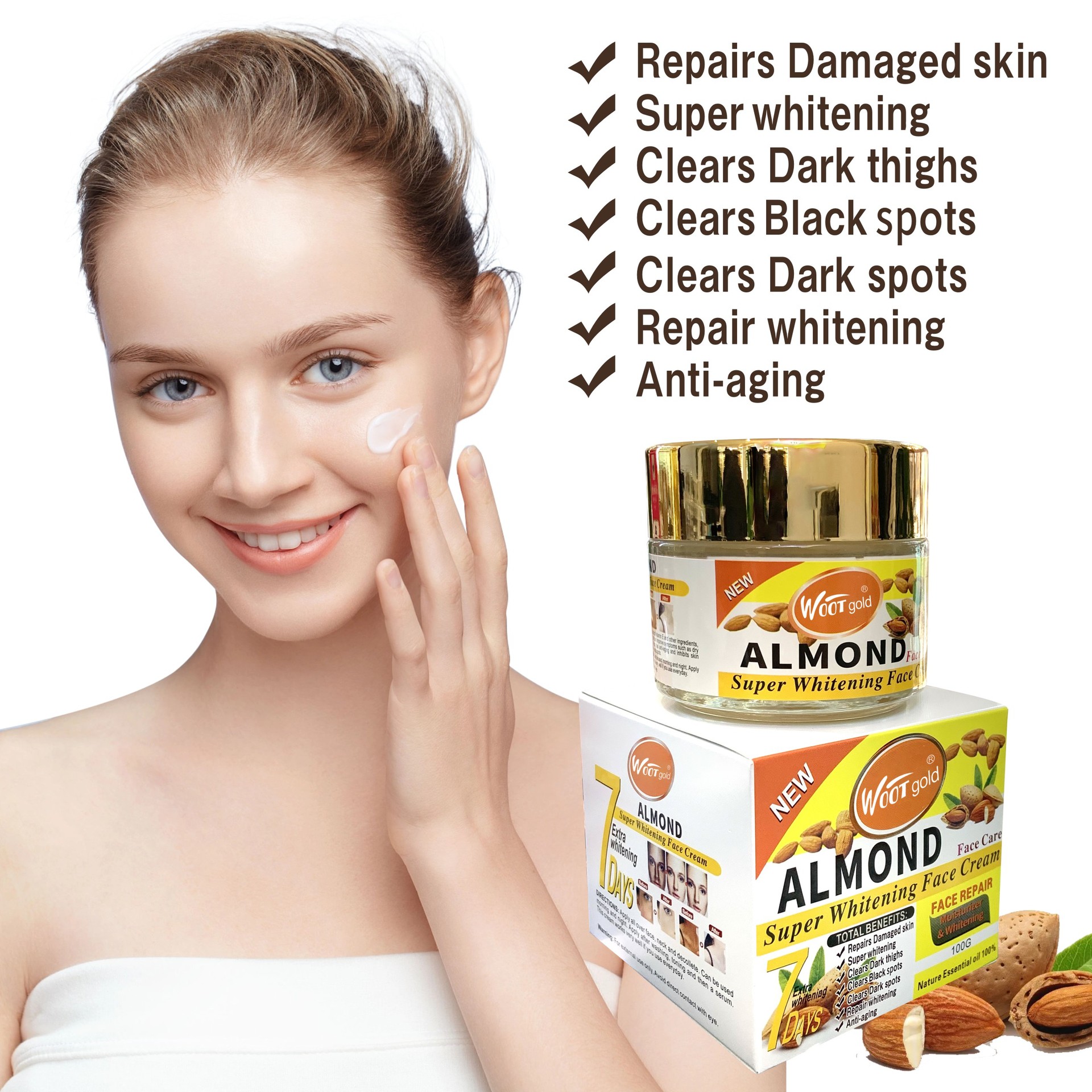 Cross-border face cream Turmeric Cream 100G Brightening, Darkening, Moisturizing, Hydrating and Firming Almond Moisturizing Lotion Specification drawing