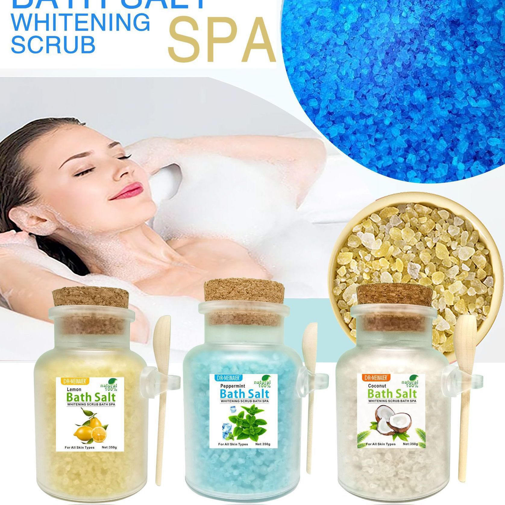 Cross-border manufacturer wholesale rose dried flower bath salt, moisturizing scrub salt, crystal salt, Himalayan salt, bath and bathing salt details Picture