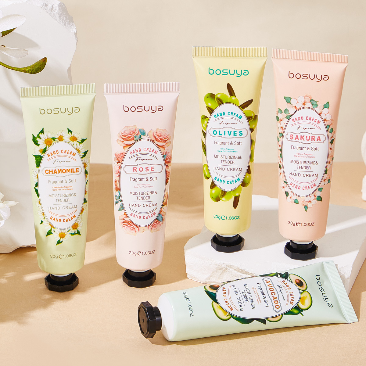 Cross-border exclusive bosuya floral Hand cream, anti-drying, anti-cracking, non-greasy, fragrant moisturizing hand cream, portable details Picture