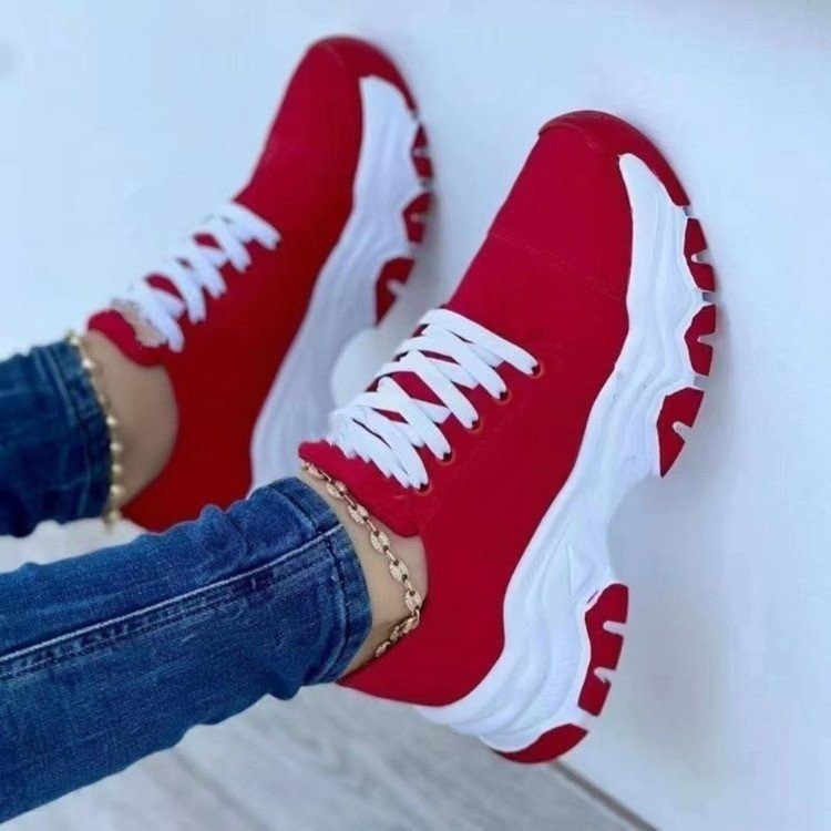 New cross-border thick-soled, color-blocking, striped canvas shoes for women's trade, large-sized, low-top casual single shoes and sports shoes in 2024 full figure