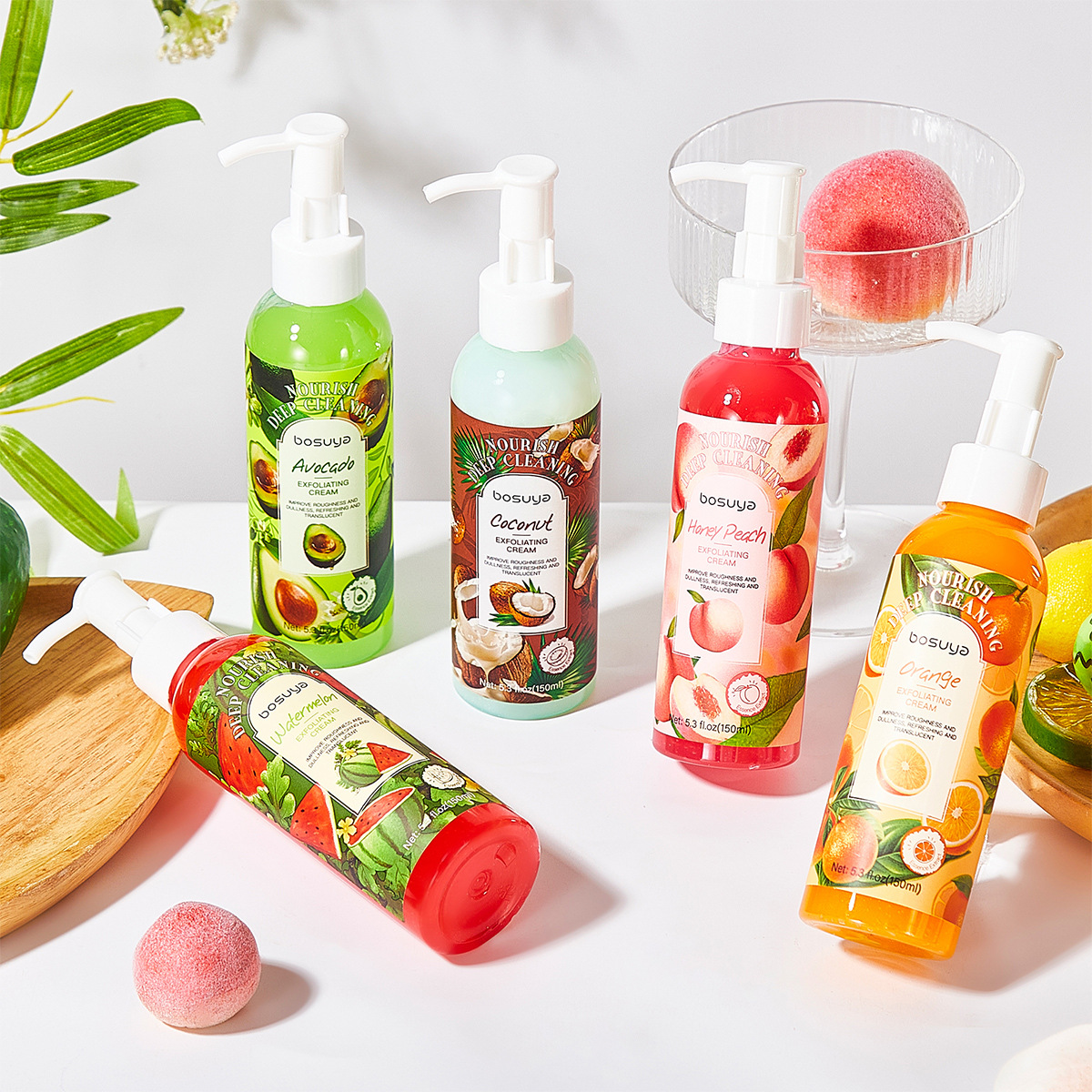 Cross-border exclusive bosuya exfoliating cream gently cleanses, hydrates, moisturizes, rejuvenates the skin, and smoothly cleanses dead skin cells Specification drawing
