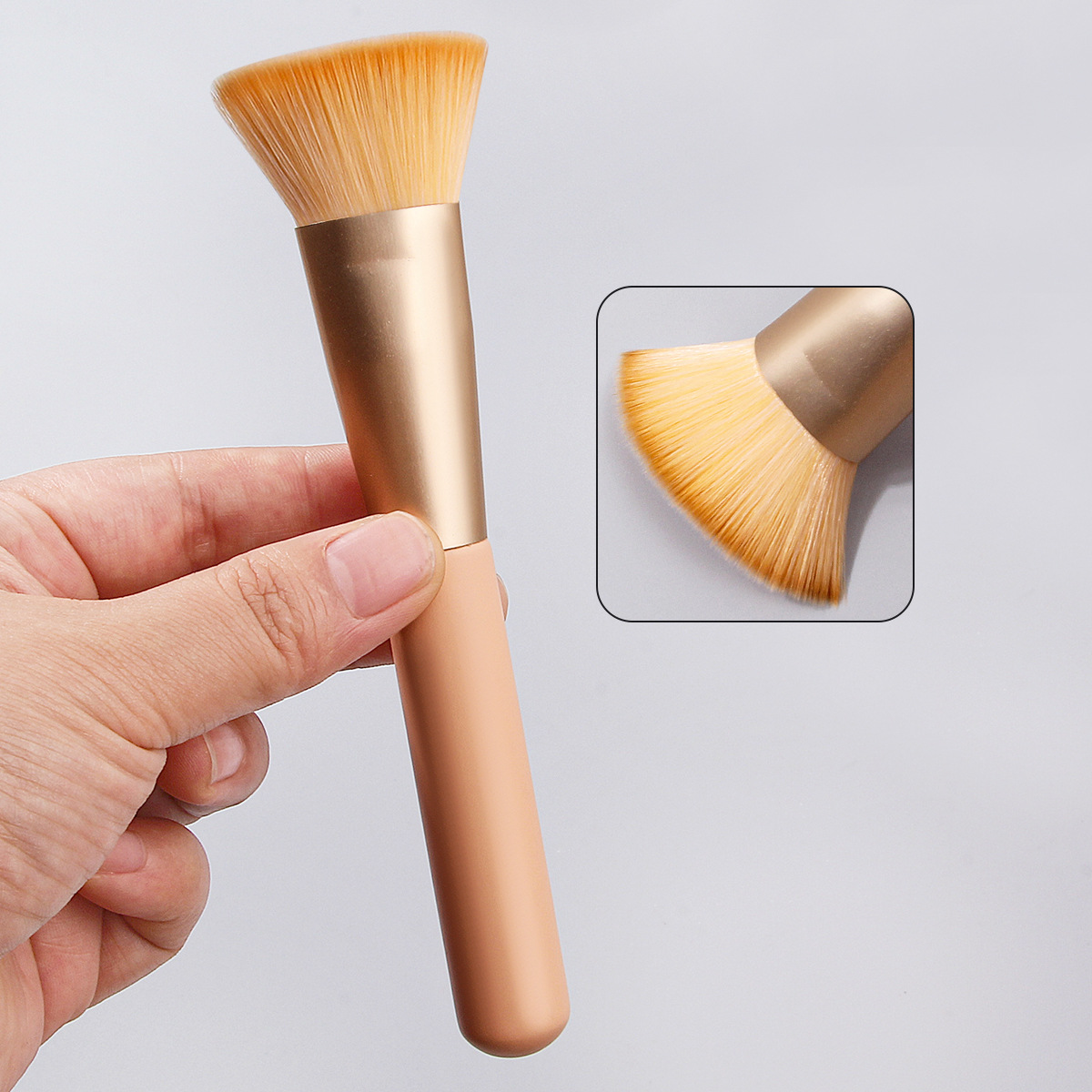 Single flat-head foundation brush, facial contouring brush, beginner makeup tools, blush brush, portable beauty tools wholesale Specification drawing