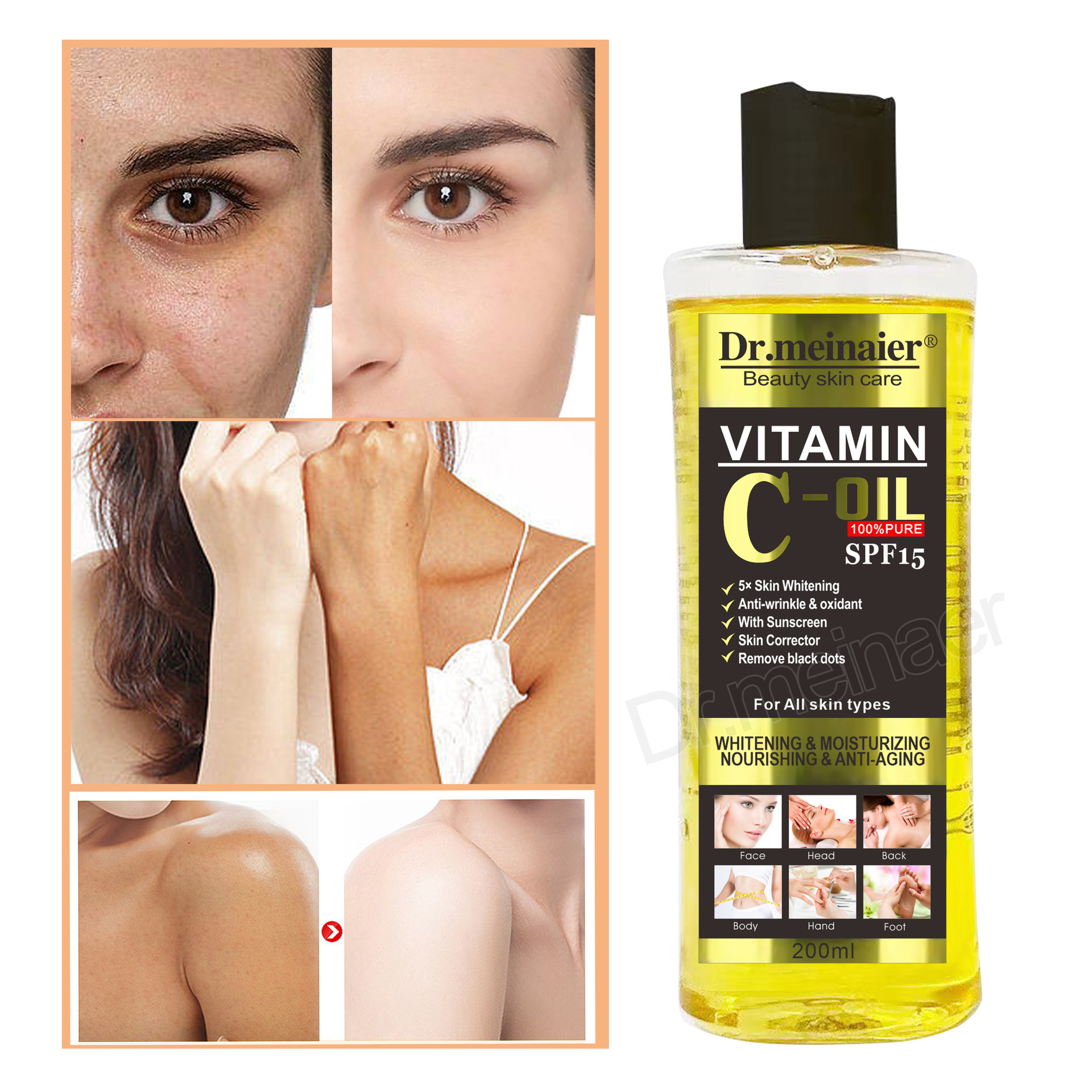 Cross-border essential oil export VC Vitamin E oil Facial and body care moisturizing and hydrating Massage Darkening natural SPA moisturizing oil full figure