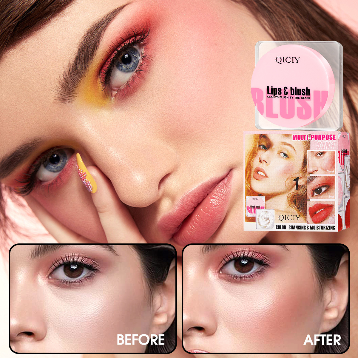 【 Cross-border Exclusive 】 Lip blush, facial contouring, matte, easy to apply, blush, nude makeup, natural blending blush palette Specification drawing