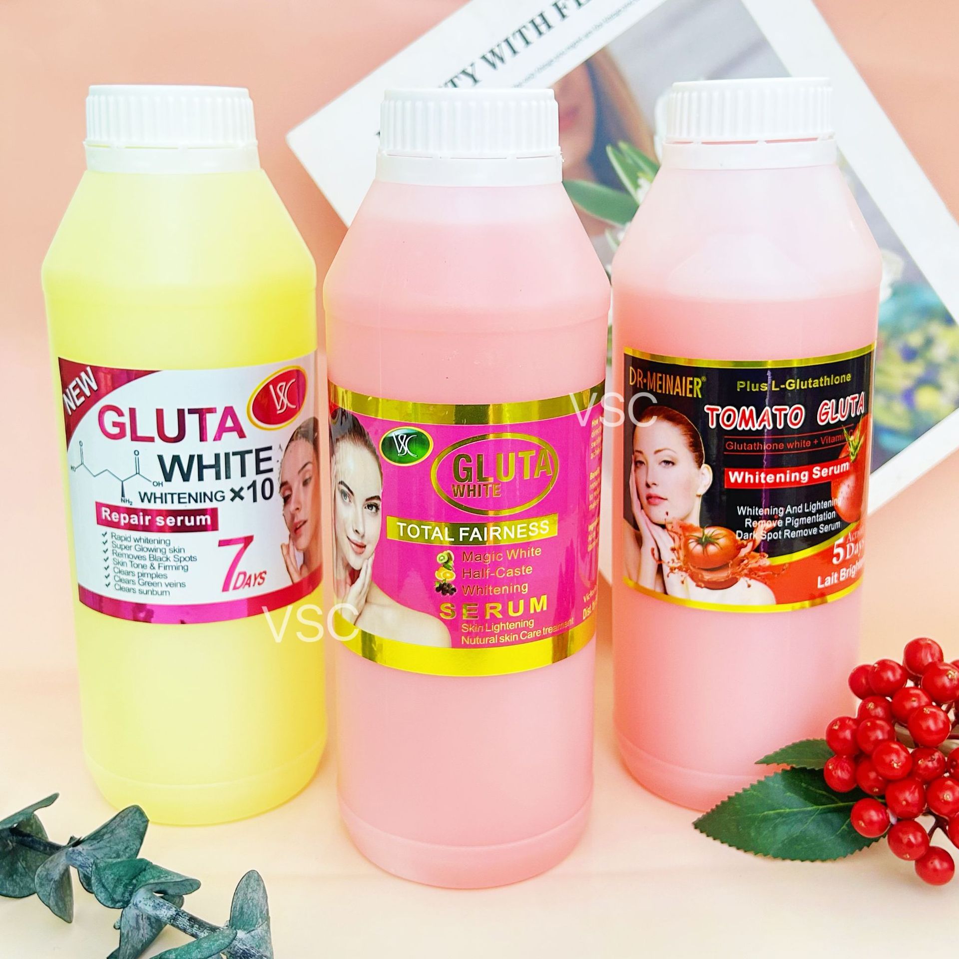 Cross-border exclusive supply of 1000ml Brightening glutathione Essence Serum, hydrating AHA Fruit Acid Essence water for export wholesale Specification drawing