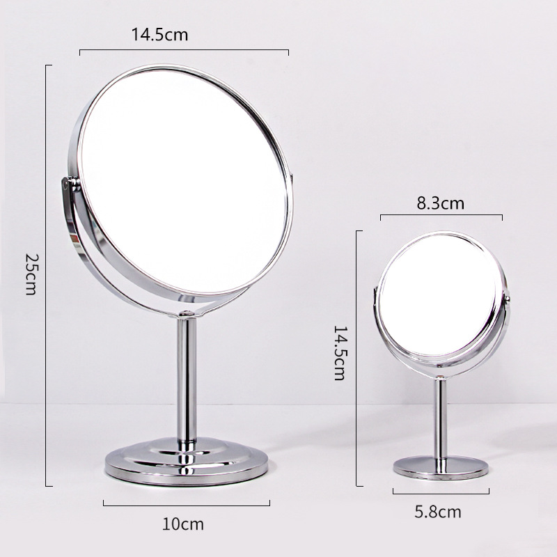 Double-sided desktop touch-up makeup mirror, desktop high-definition magnification beauty mirror, round dormitory student dressing mirror, simple and elegant details Picture