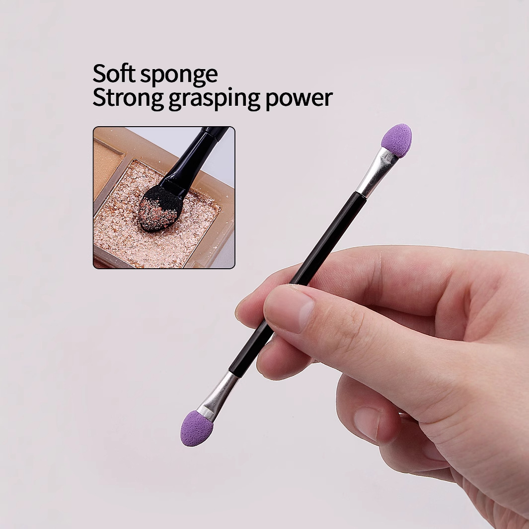 Hot-selling makeup brushes mixed with double-headed sponge eyeshadow brushes, compact and portable eyeshadow sticks, eye makeup brushes in stock for wholesale details Picture