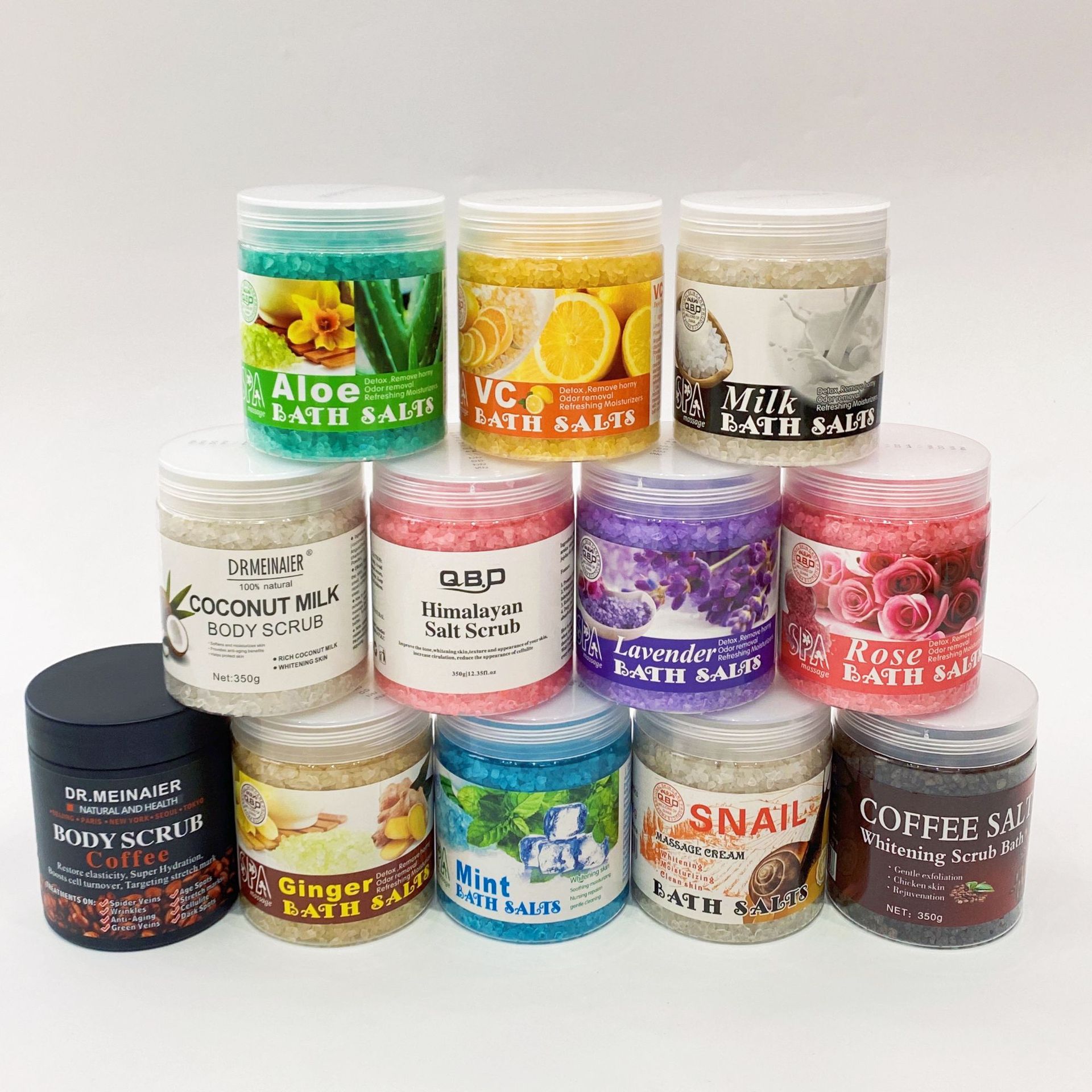 Cross-border exclusive scrub crystal salt, scented bath, coarse salt for exfoliation and chicken skin removal, sea salt for bathing and foot soaking 350g full figure