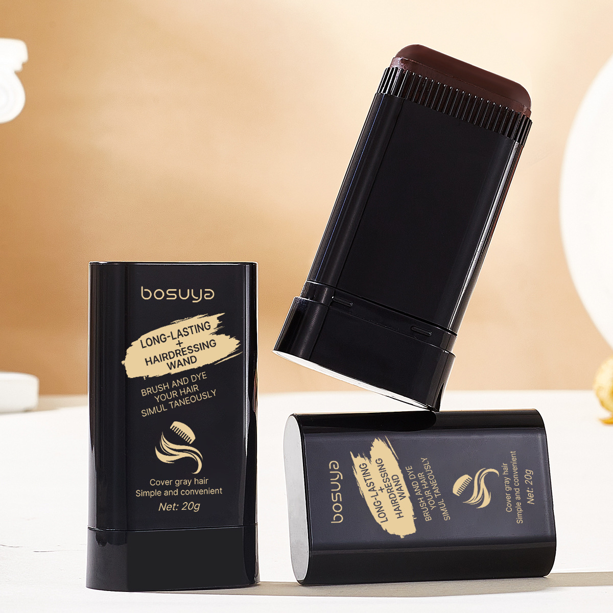 Cross-border exclusive Bosuya Hair Care stick, a quick cover-up for white hair, natural coloring, long-lasting comb hair cream Application Scenario