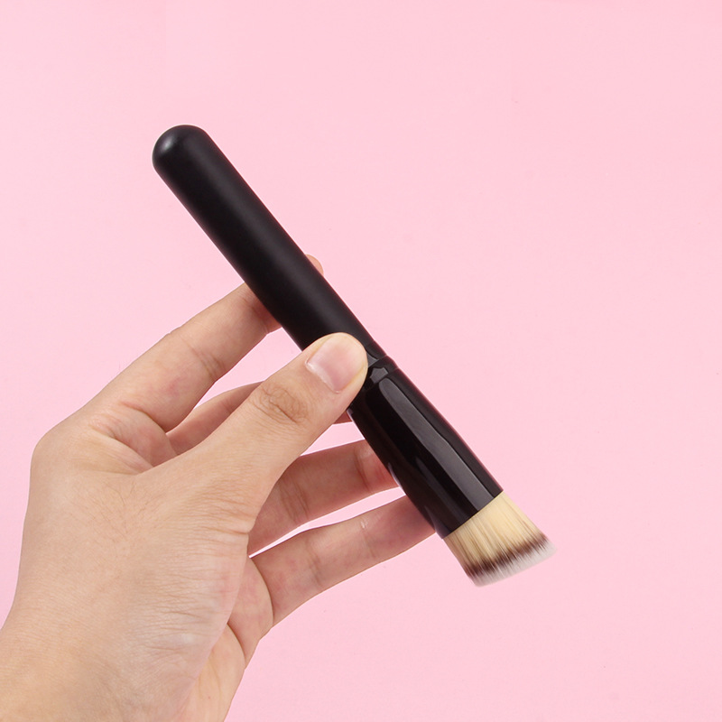 Single angled foundation brush, mask brush, beginner's portable wooden-handled beauty brush, makeup tools in stock for wholesale Specification drawing