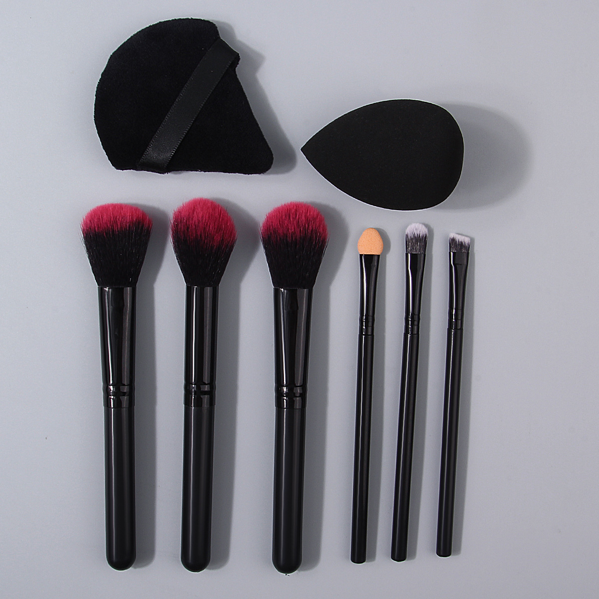 Beginner's 6-piece makeup brush set: Blush brush, highlighter brush, eyeshadow brush, triangular powder puff, beauty egg. Long-term stock available Specification drawing