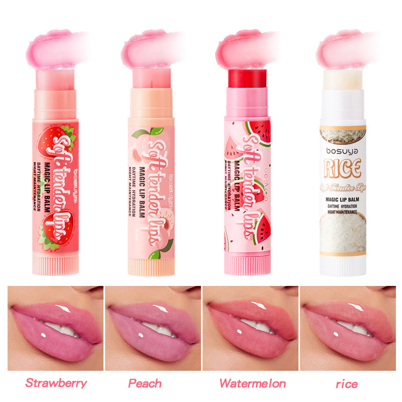 Wholesale of BOSUYA Thermochromic Lip Balm + Pearlescent Lip Oil 2-tube set and fruit lip balm set exclusively for cross-border supply Specification drawing