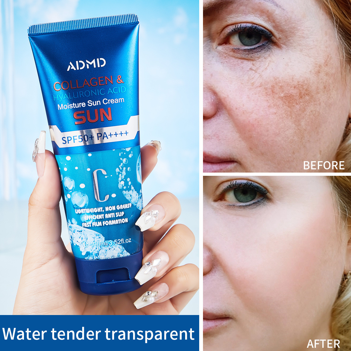 【 Exclusive for Foreign Trade 】 Cross-border Overseas ADMD Collagen Refreshing Isolation Protection English Version Factory Wholesale Specification drawing