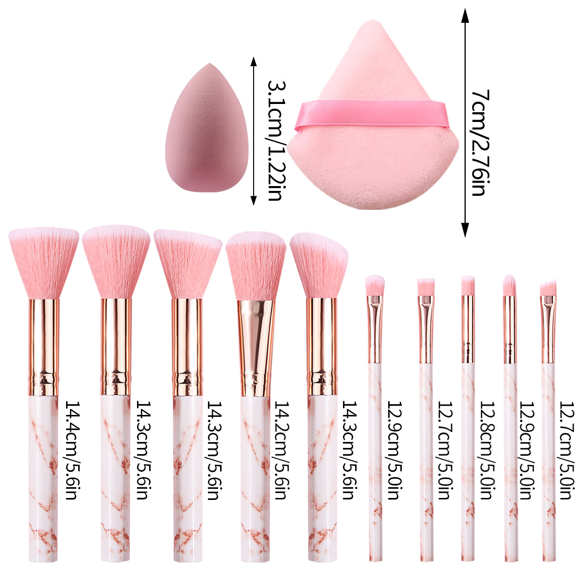 Manufacturer's in-stock marble makeup brush set, loose powder high-gloss brush, foundation brush, complete set of beauty tools for beginners Application Scenario